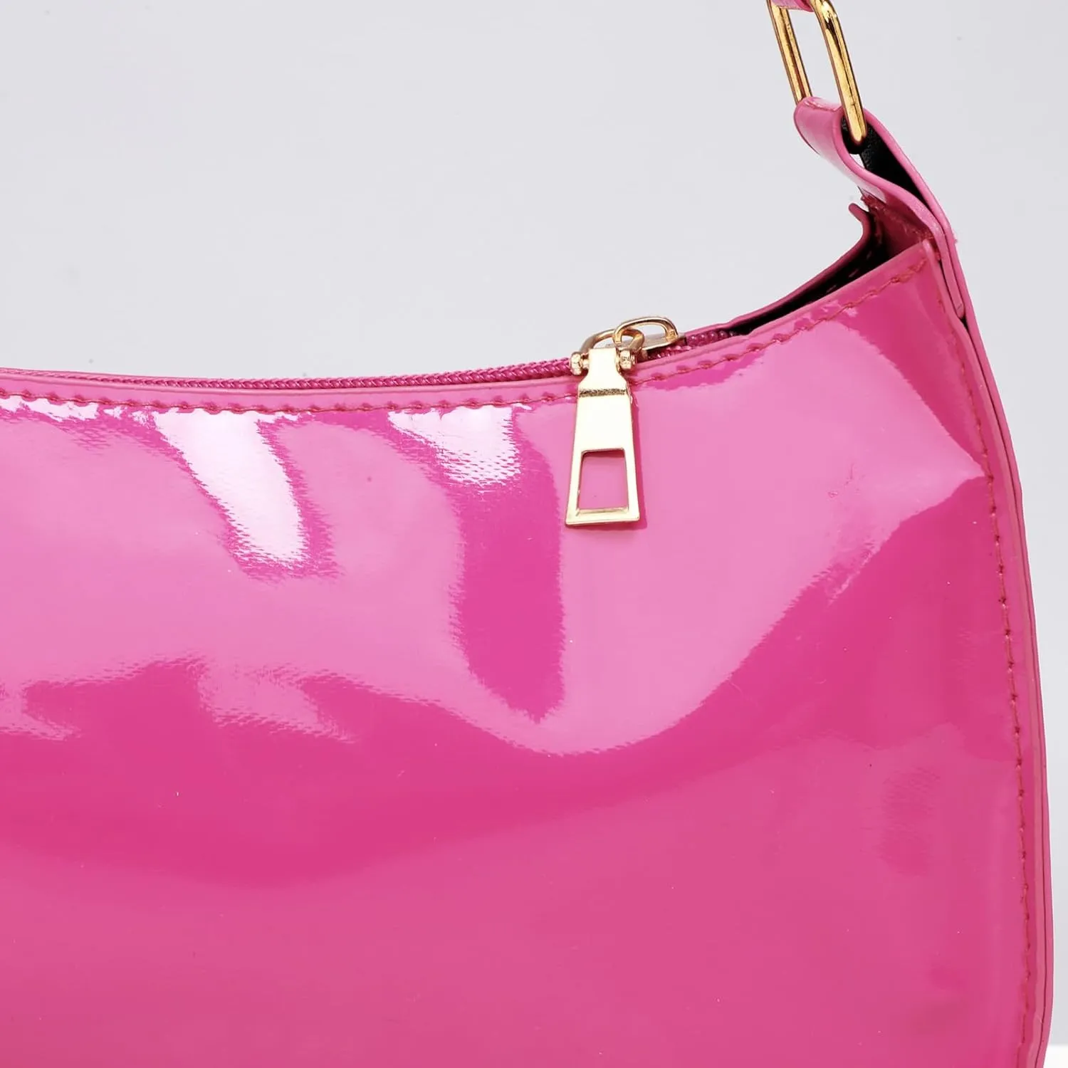 Glossy Patent Leather Clutch Shoulder Bag Purse Zipper Closure Evening Handbags for Daily Use