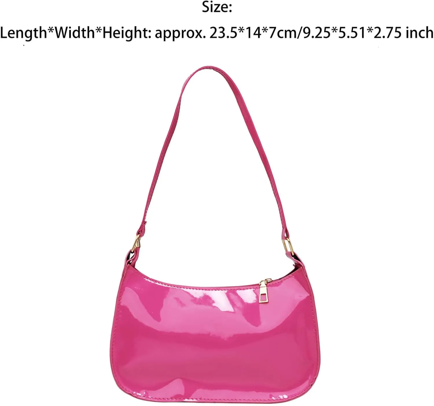 Glossy Patent Leather Clutch Shoulder Bag Purse Zipper Closure Evening Handbags for Daily Use