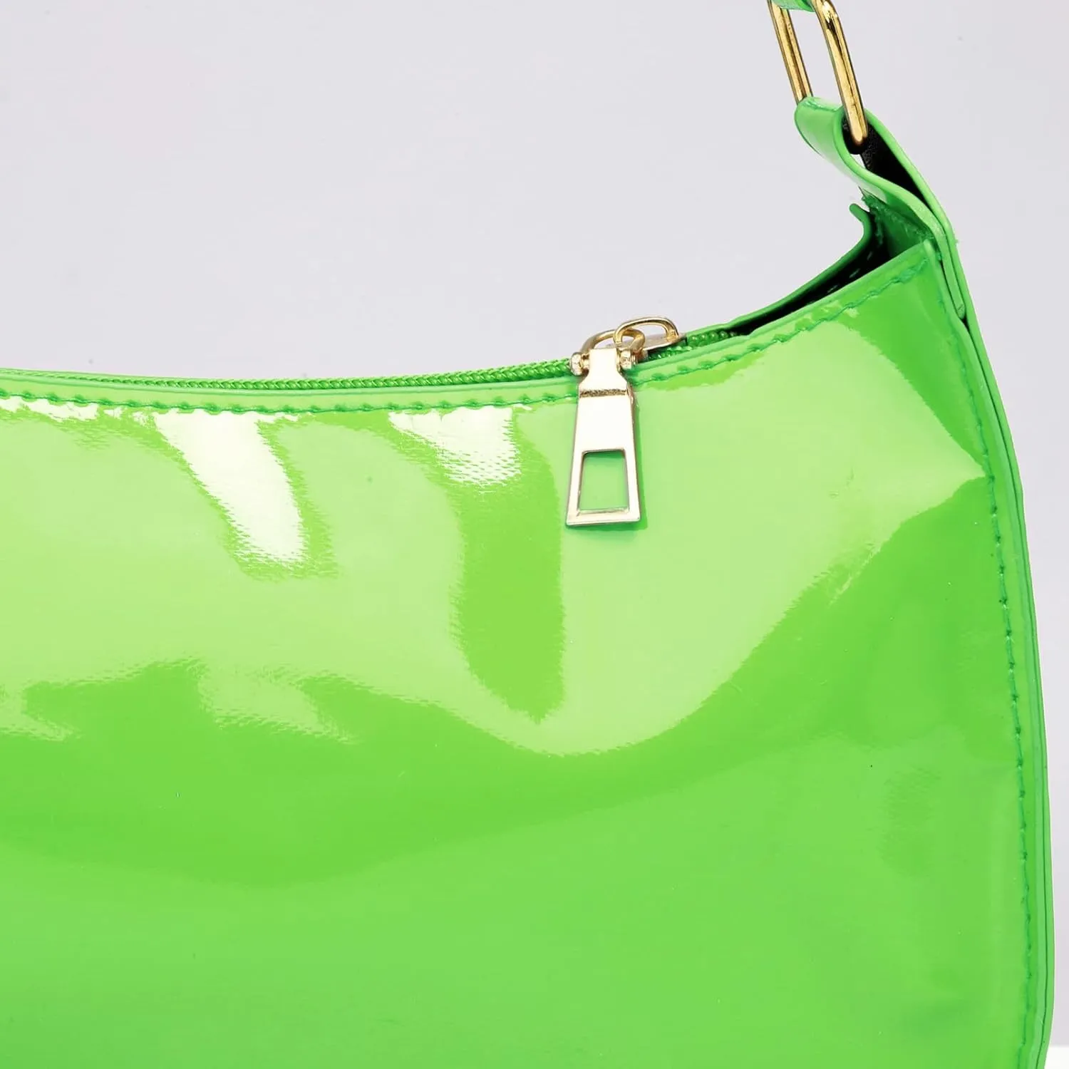 Glossy Patent Leather Clutch Shoulder Bag Purse Zipper Closure Evening Handbags for Daily Use