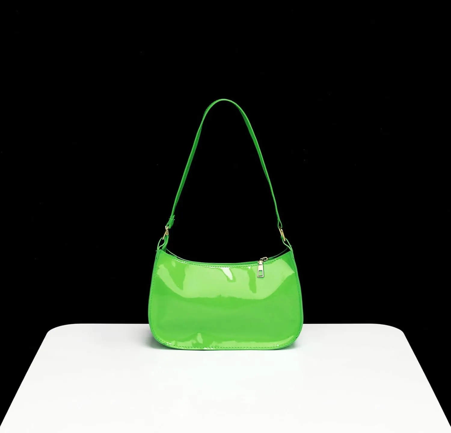 Glossy Patent Leather Clutch Shoulder Bag Purse Zipper Closure Evening Handbags for Daily Use