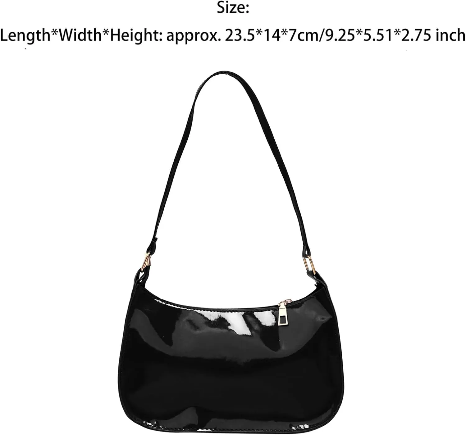 Glossy Patent Leather Clutch Shoulder Bag Purse Zipper Closure Evening Handbags for Daily Use