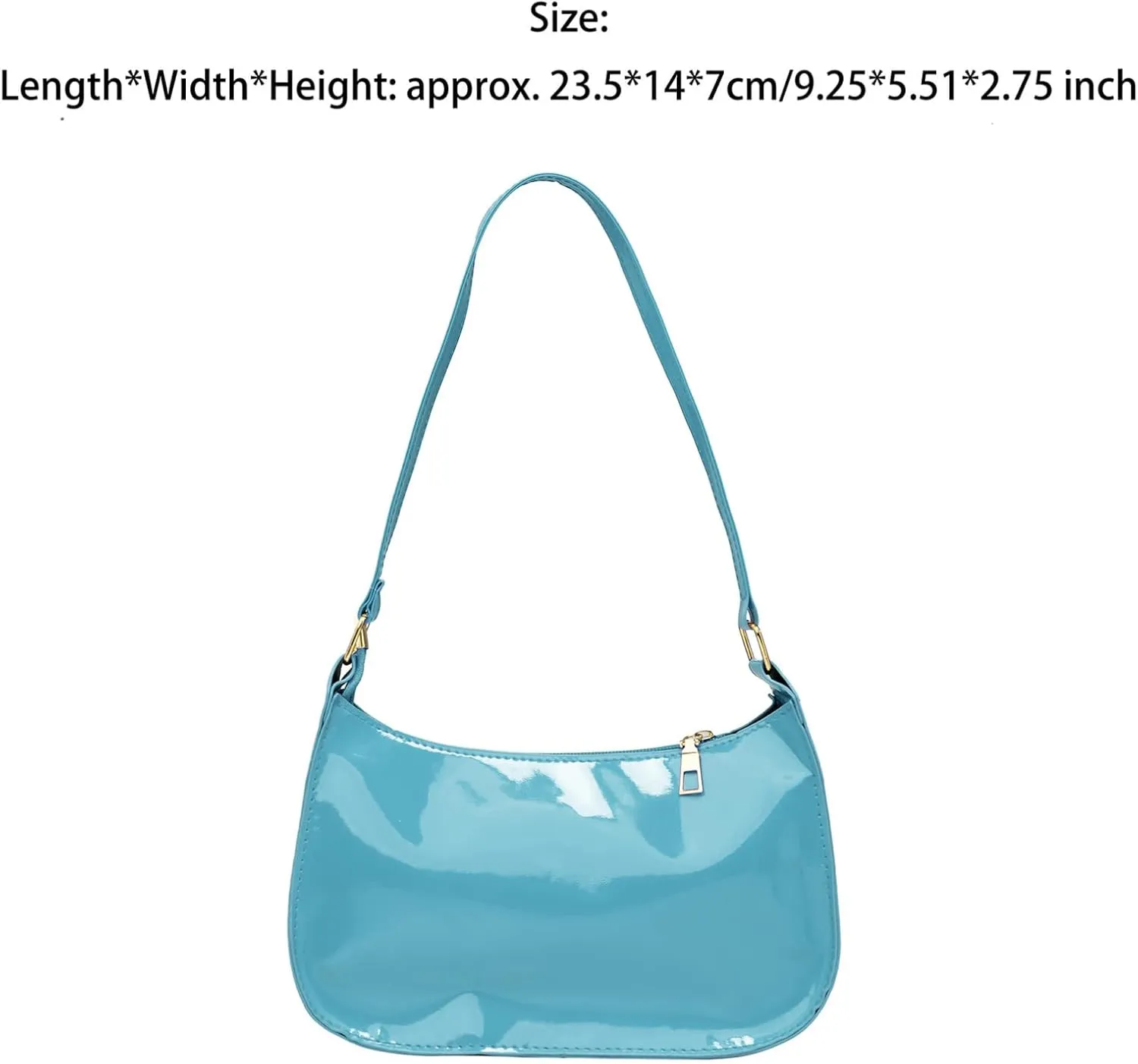 Glossy Patent Leather Clutch Shoulder Bag Purse Zipper Closure Evening Handbags for Daily Use