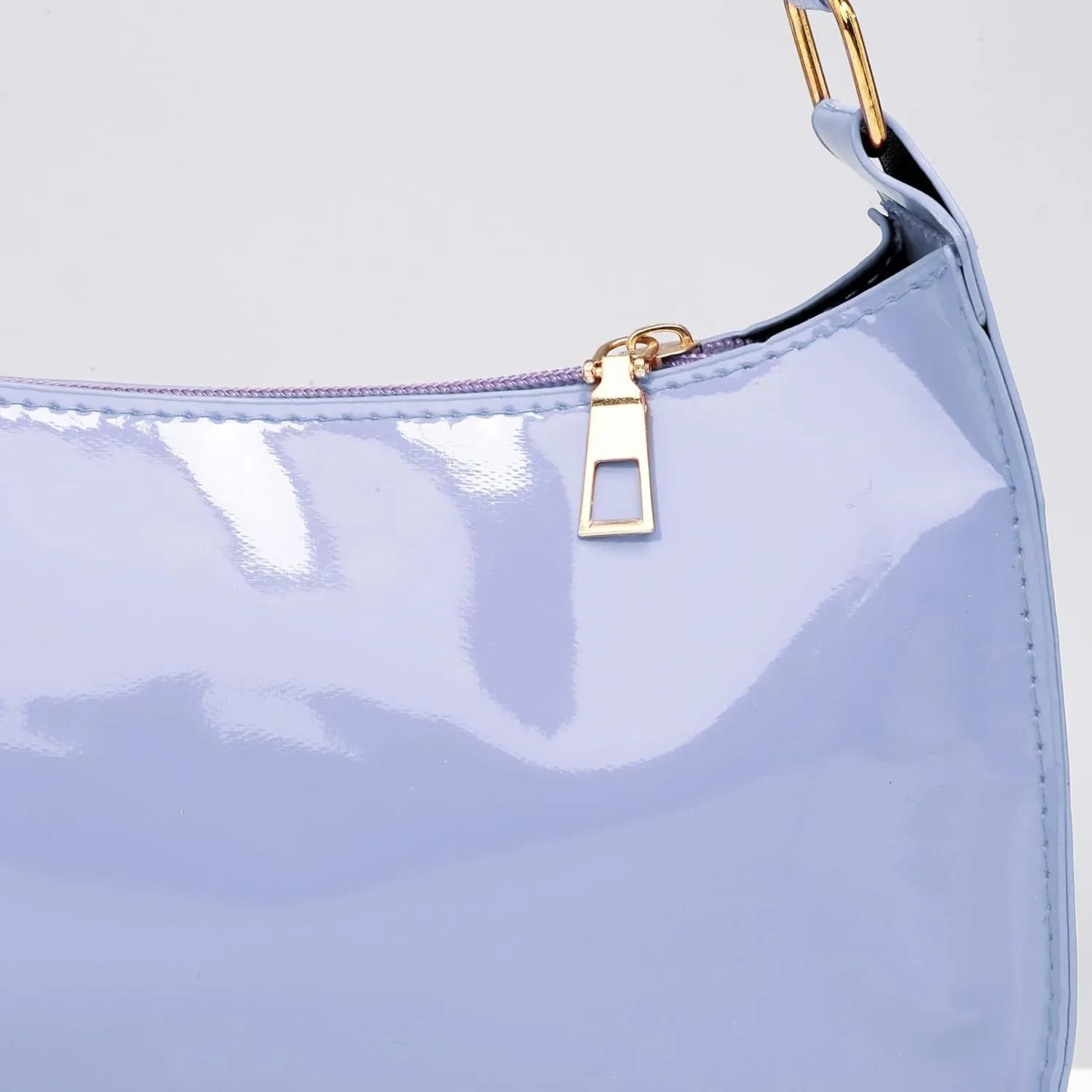 Glossy Patent Leather Clutch Shoulder Bag Purse Zipper Closure Evening Handbags for Daily Use