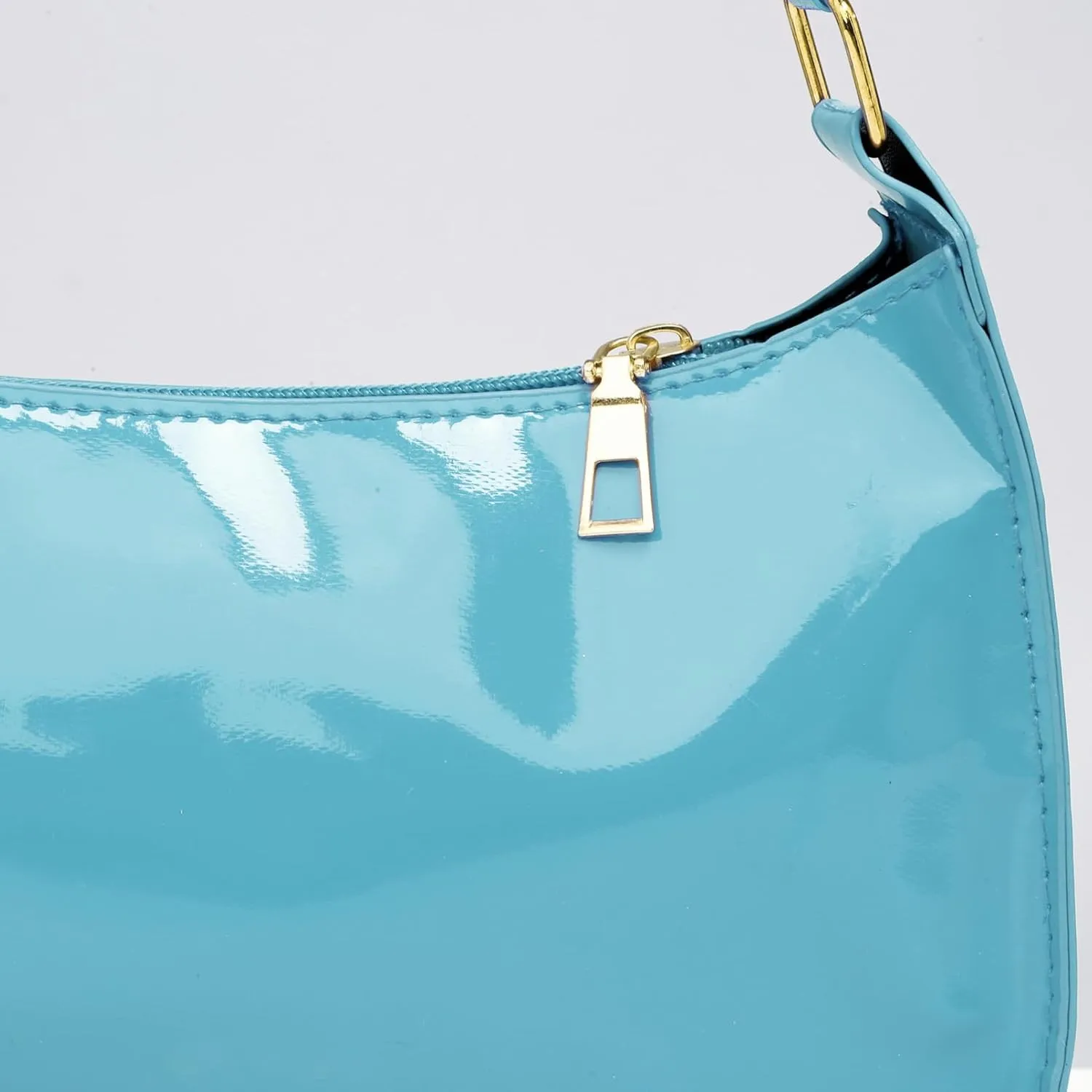 Glossy Patent Leather Clutch Shoulder Bag Purse Zipper Closure Evening Handbags for Daily Use