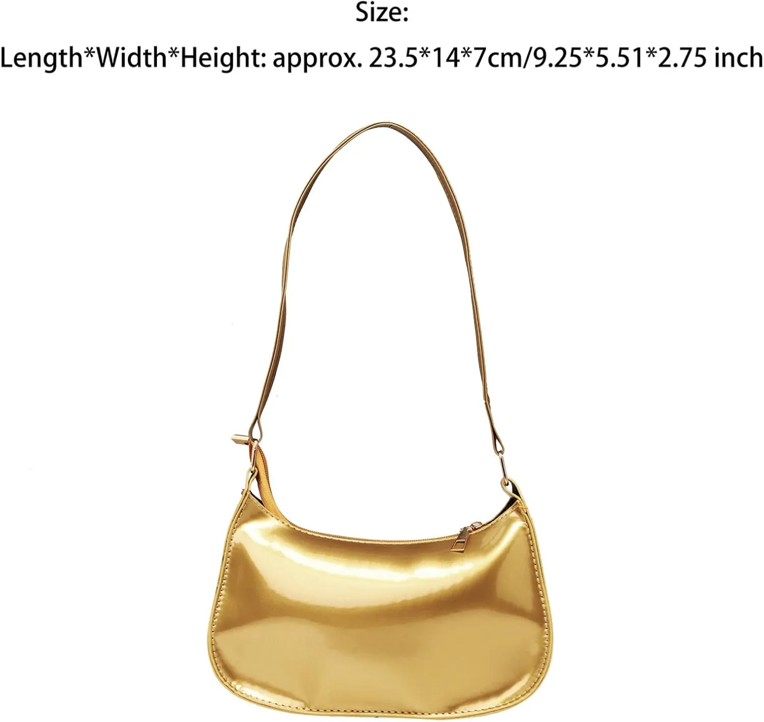 Glossy Patent Leather Clutch Shoulder Bag Purse Zipper Closure Evening Handbags for Daily Use