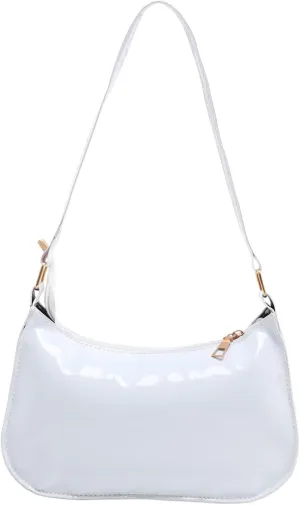 Glossy Patent Leather Clutch Shoulder Bag Purse Zipper Closure Evening Handbags for Daily Use
