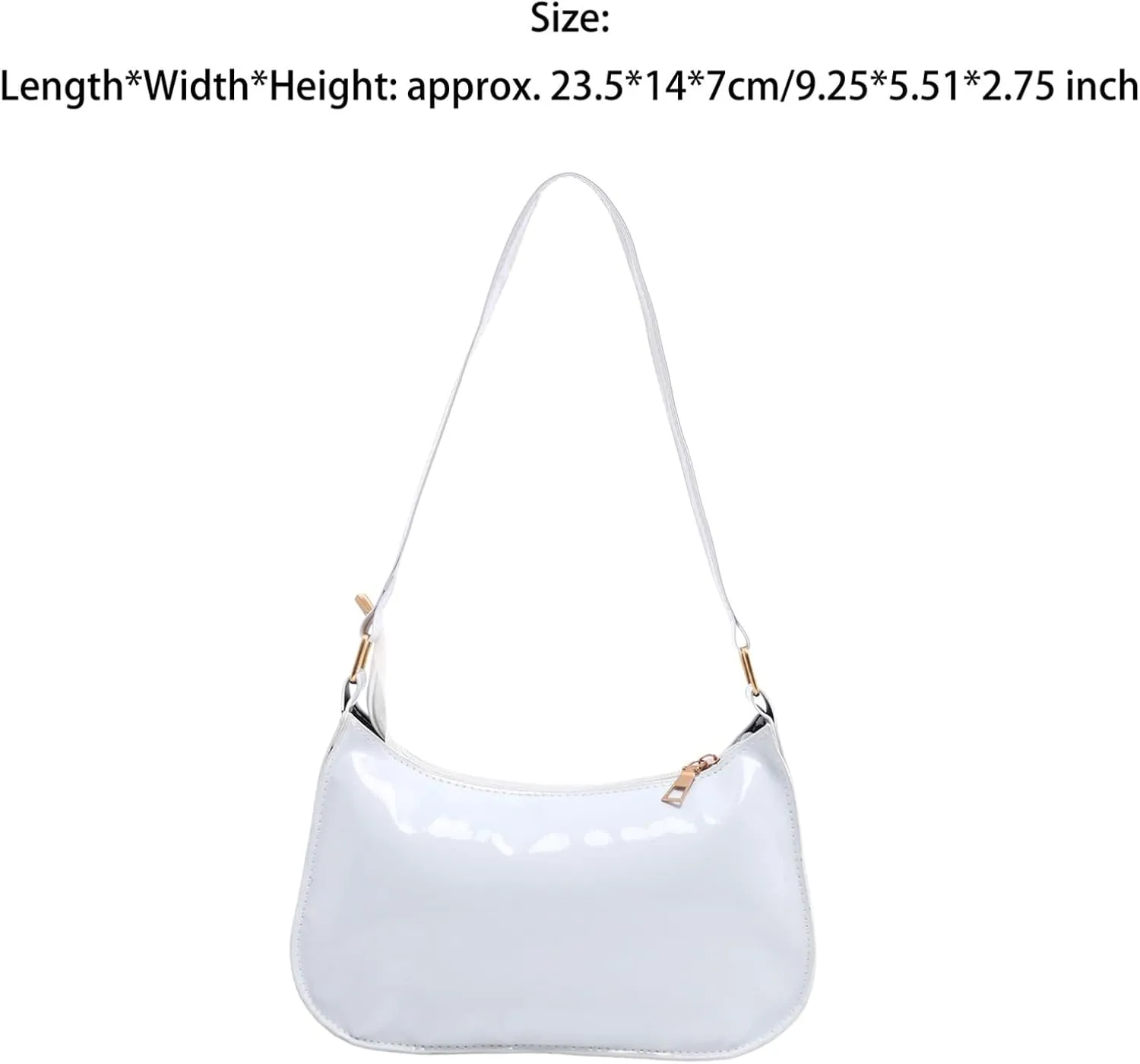 Glossy Patent Leather Clutch Shoulder Bag Purse Zipper Closure Evening Handbags for Daily Use
