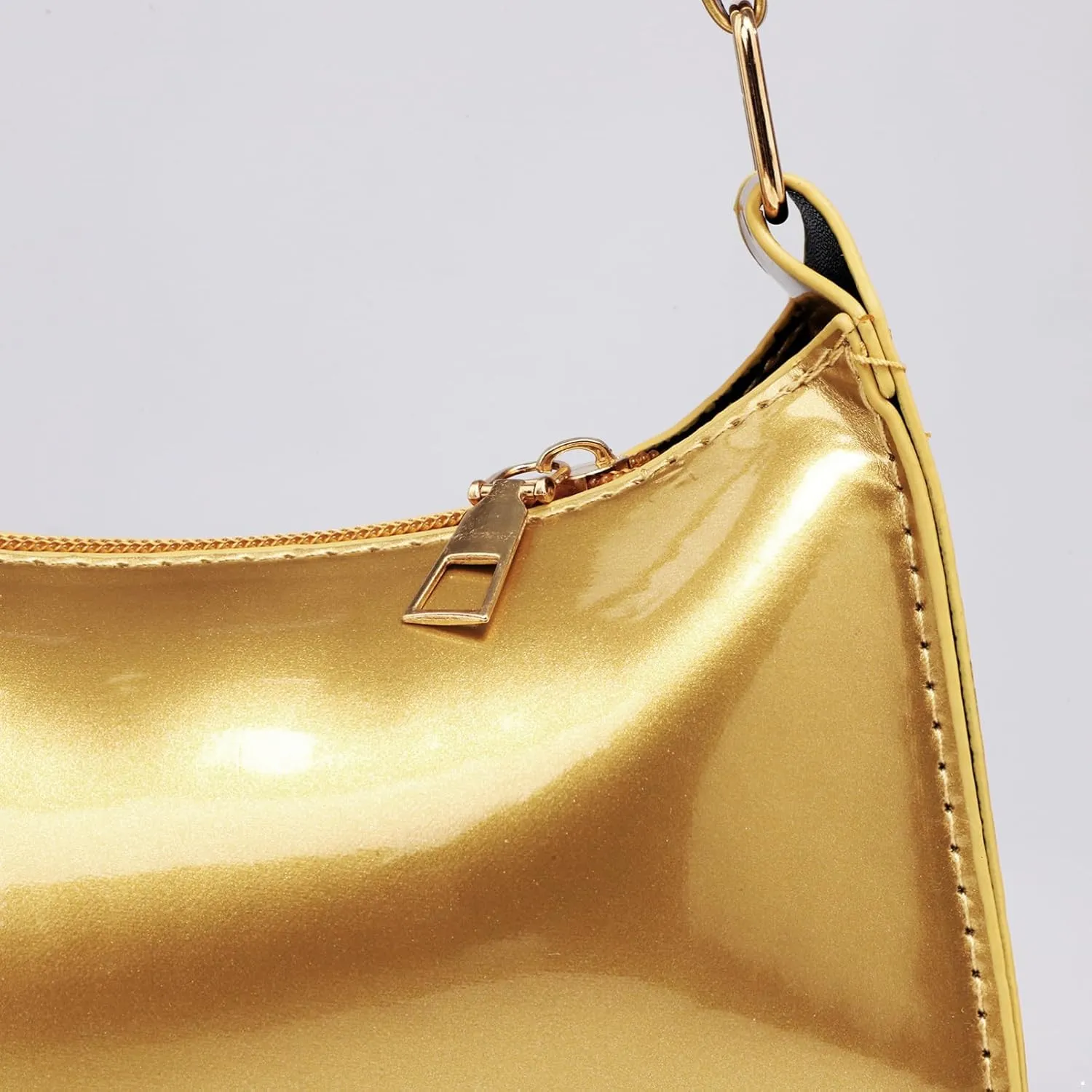 Glossy Patent Leather Clutch Shoulder Bag Purse Zipper Closure Evening Handbags for Daily Use