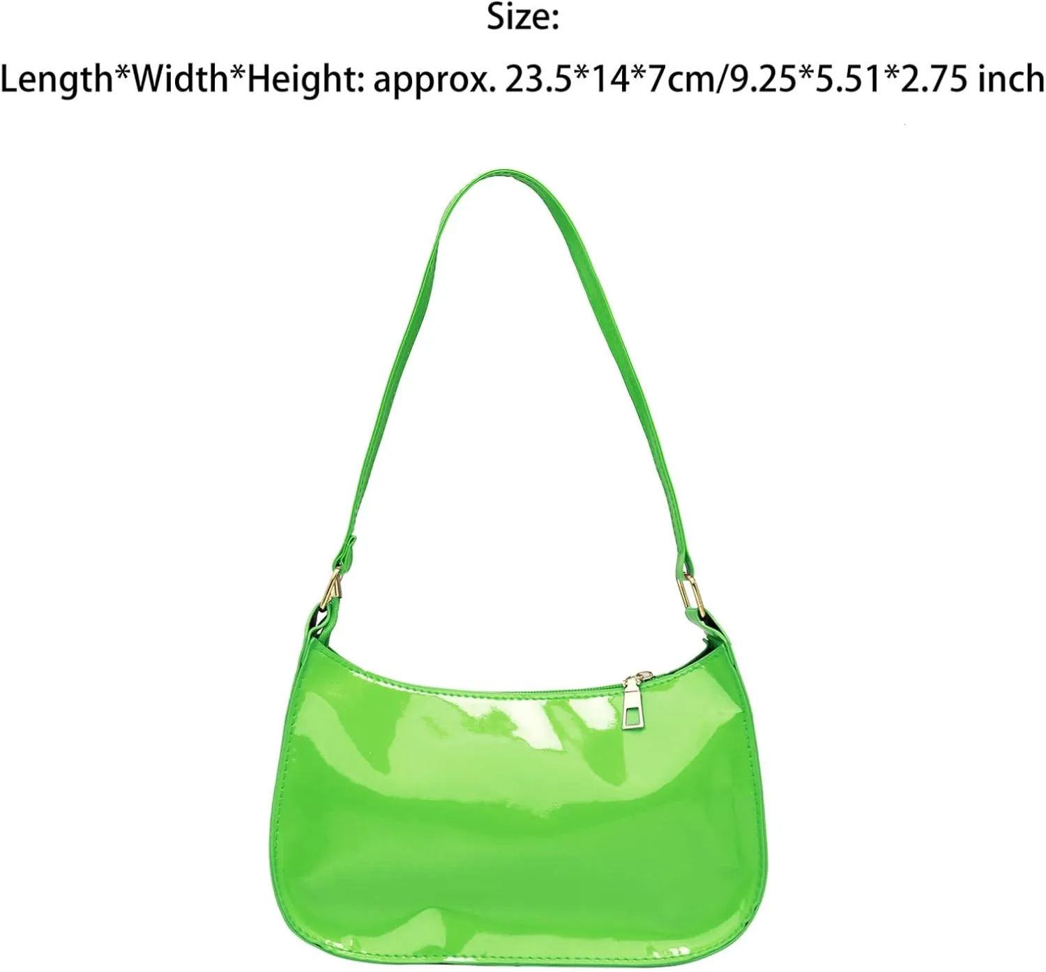 Glossy Patent Leather Clutch Shoulder Bag Purse Zipper Closure Evening Handbags for Daily Use