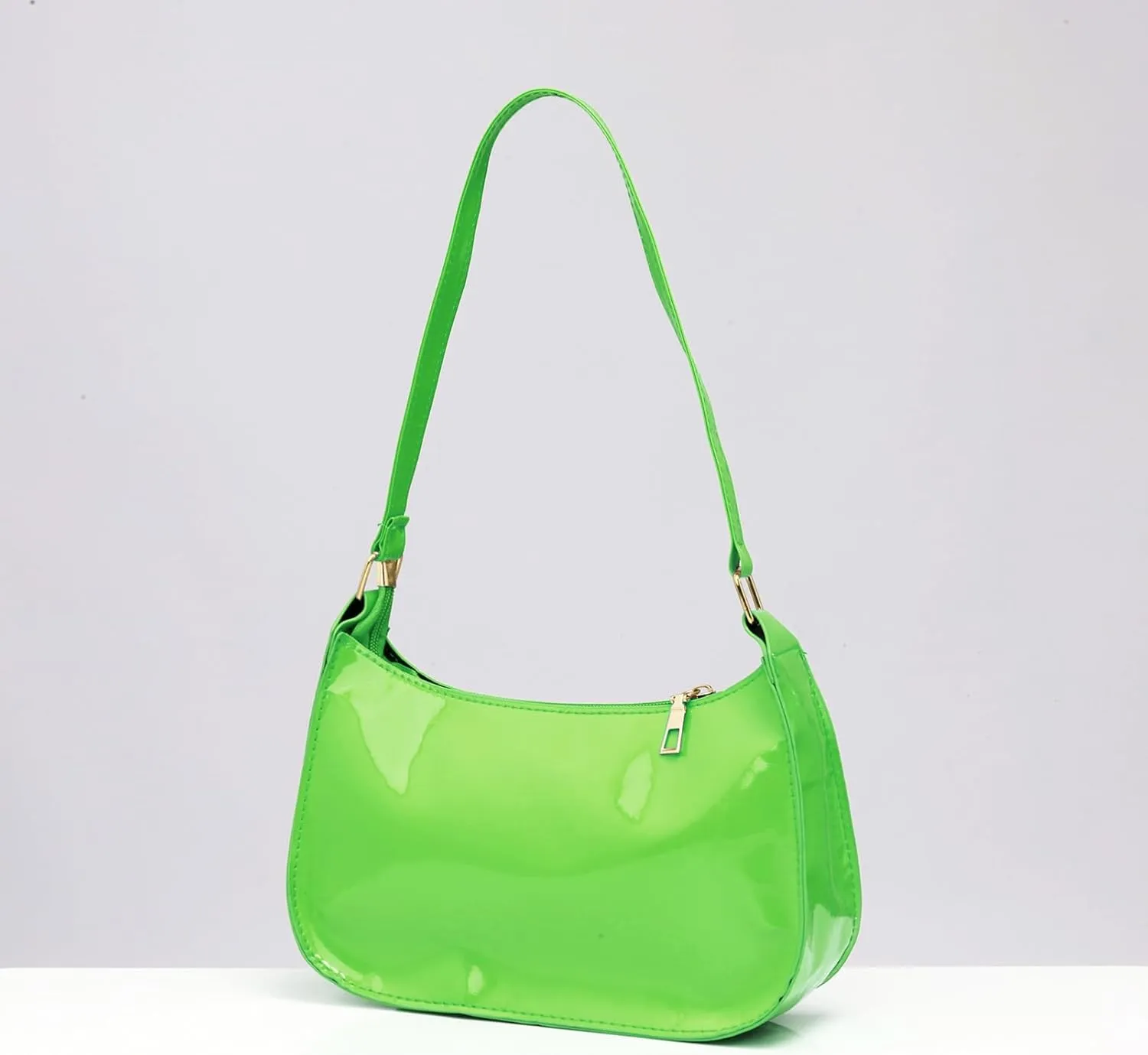 Glossy Patent Leather Clutch Shoulder Bag Purse Zipper Closure Evening Handbags for Daily Use