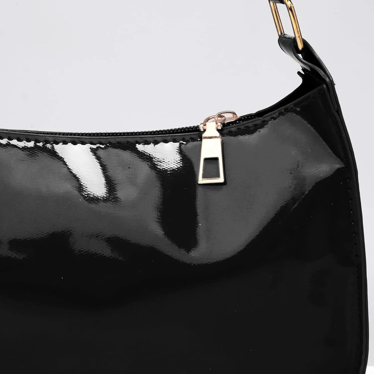 Glossy Patent Leather Clutch Shoulder Bag Purse Zipper Closure Evening Handbags for Daily Use