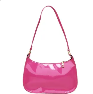 Glossy Patent Leather Clutch Shoulder Bag Purse Zipper Closure Evening Handbags for Daily Use