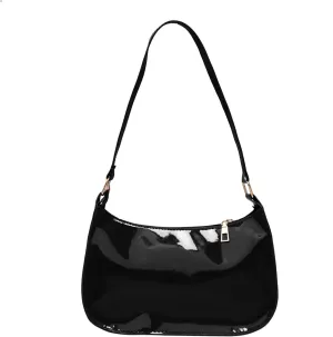 Glossy Patent Leather Clutch Shoulder Bag Purse Zipper Closure Evening Handbags for Daily Use