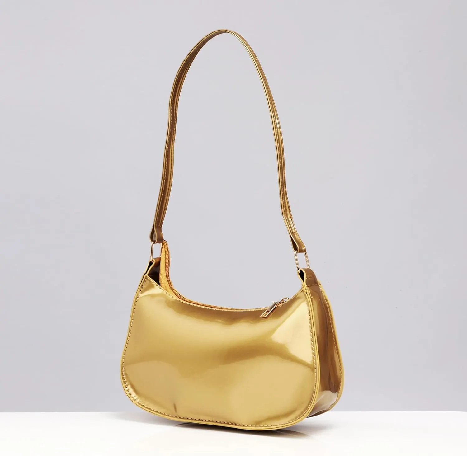 Glossy Patent Leather Clutch Shoulder Bag Purse Zipper Closure Evening Handbags for Daily Use