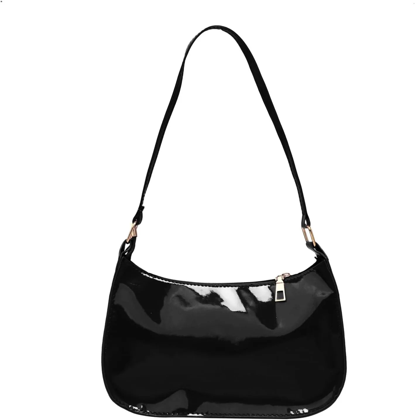 Glossy Patent Leather Clutch Shoulder Bag Purse Zipper Closure Evening Handbags for Daily Use