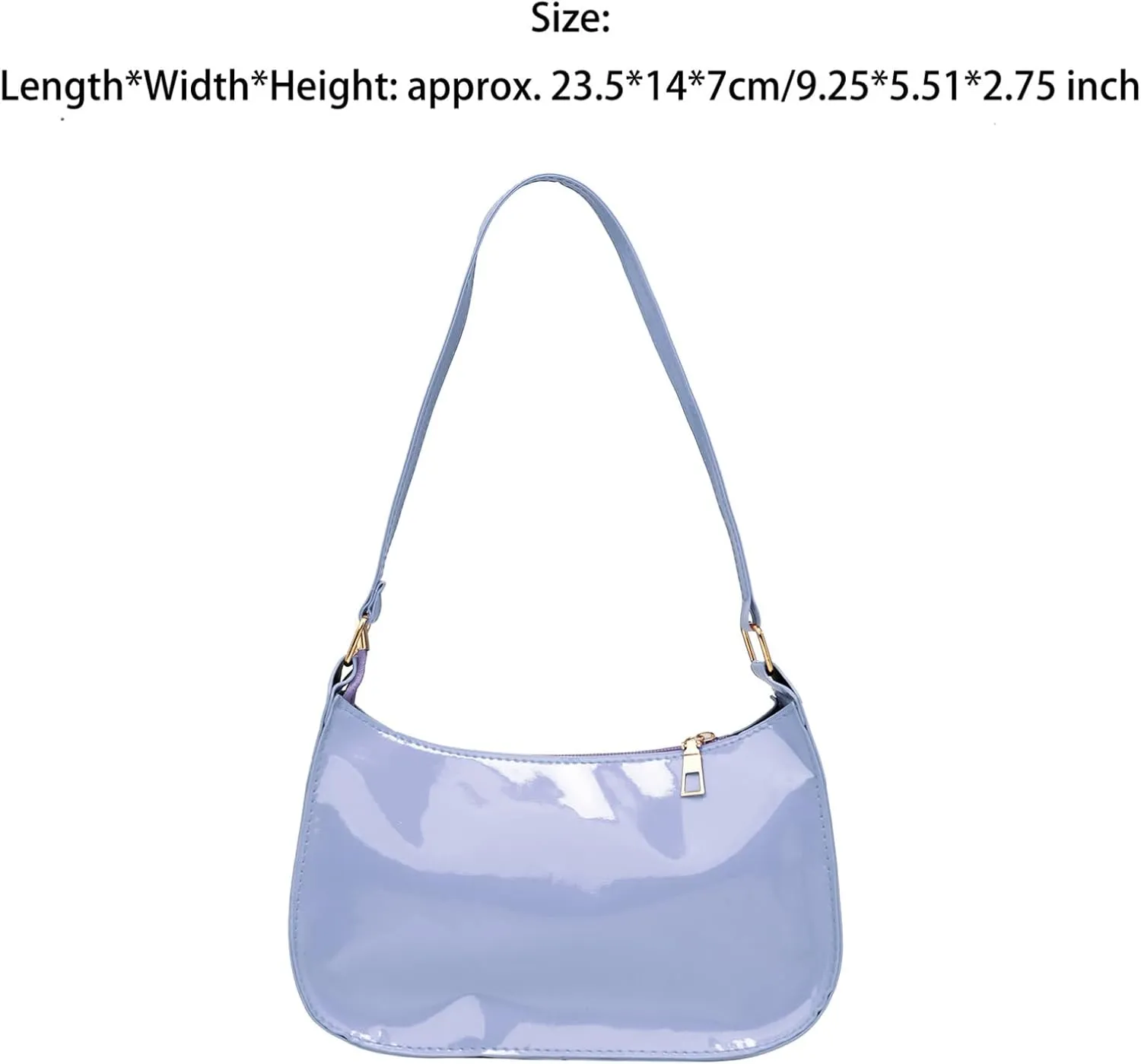 Glossy Patent Leather Clutch Shoulder Bag Purse Zipper Closure Evening Handbags for Daily Use