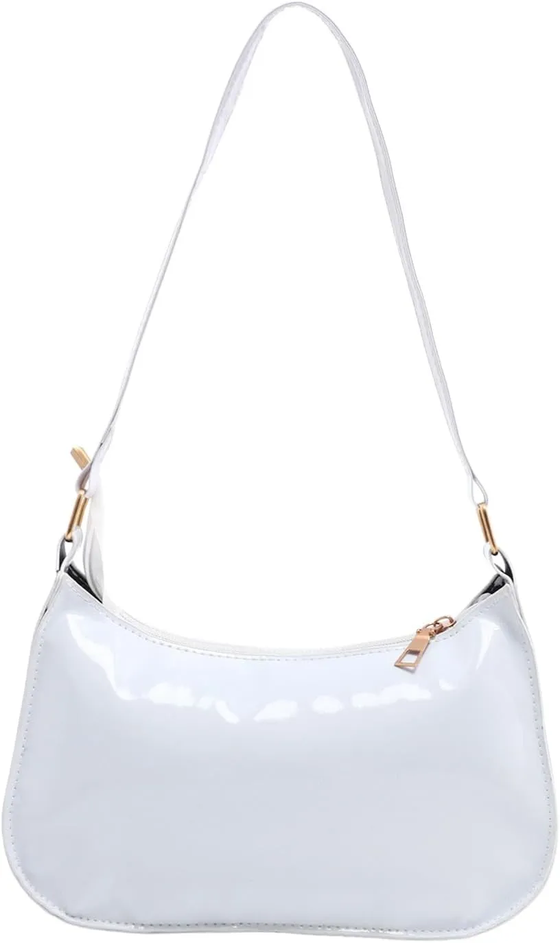 Glossy Patent Leather Clutch Shoulder Bag Purse Zipper Closure Evening Handbags for Daily Use
