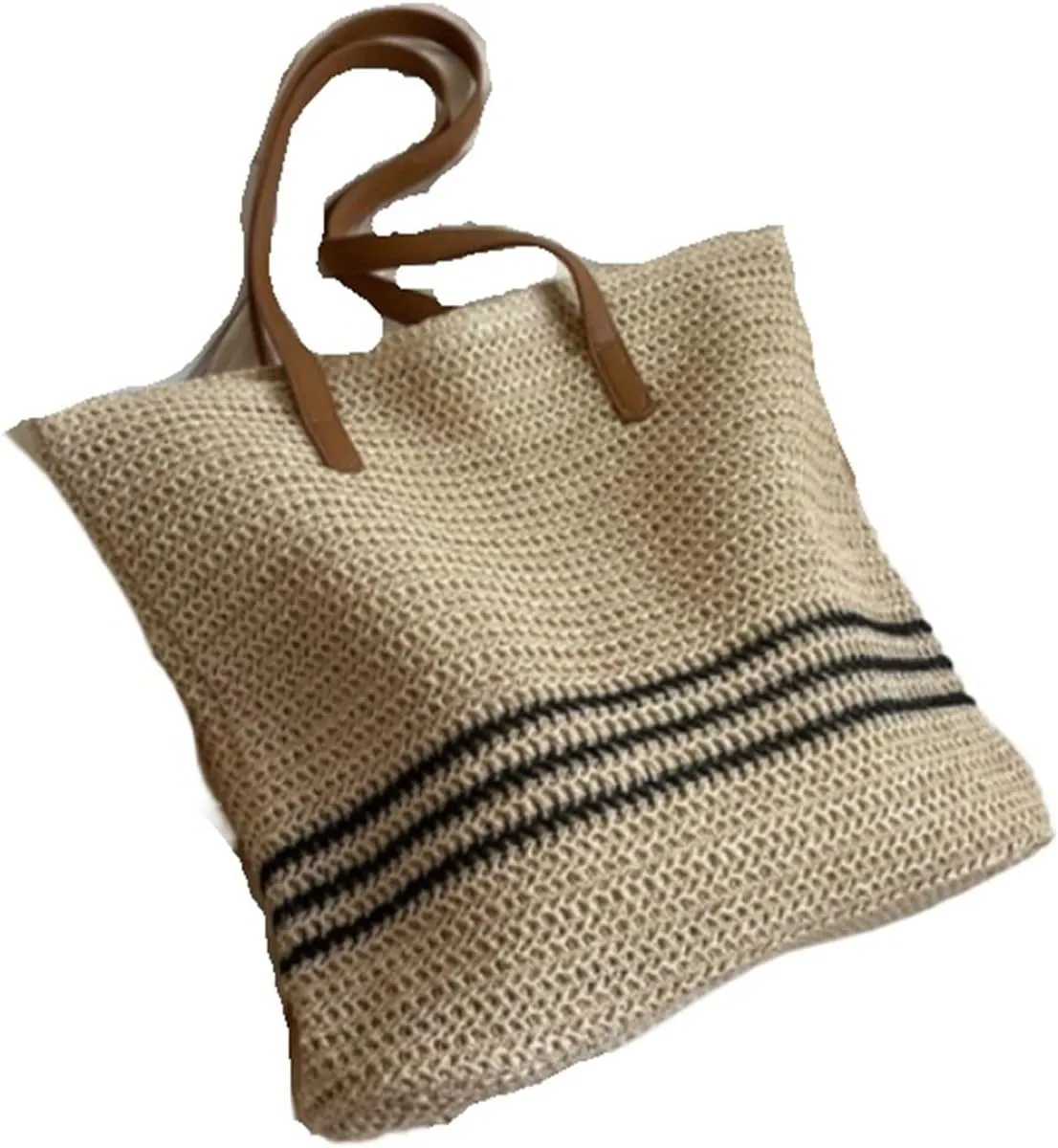 Hand-woven bags, fashionable shoulder bags, large-capacity tote bags, beach vacation women's bags