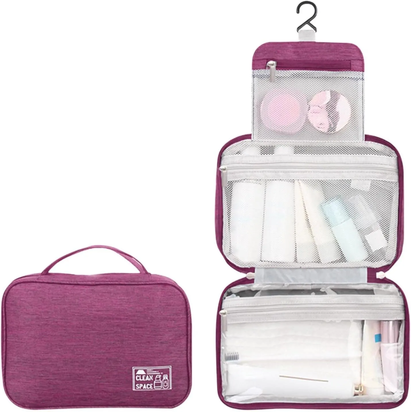 Hanging Travel Toiletry Bag for Women,10 X 6.5 Inch Makeup Bag,Foldable Large Capacity Portable Travel Bag for Toiletries,Waterproof Cosmetic Travel Bag,Travel Essentials