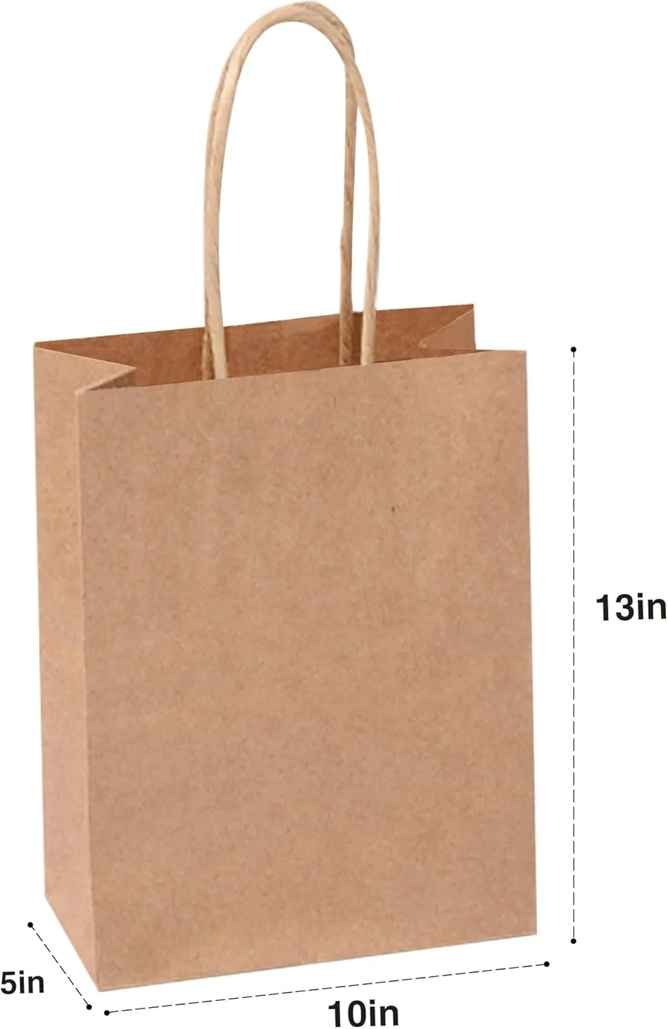 HAPPY CHEERS Kraft Paper Gift Bags,100 Pack Large Paper Bags with handles,10x5x13 Inches Thick Large Paper Shopping Bags for Boutique,Brown