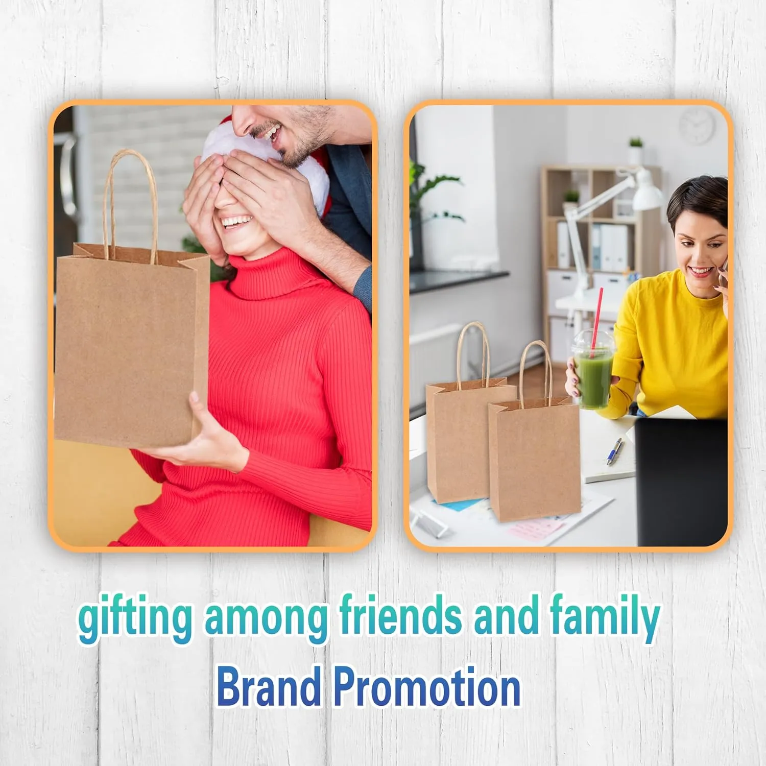 HAPPY CHEERS Kraft Paper Gift Bags,100 Pack Large Paper Bags with handles,10x5x13 Inches Thick Large Paper Shopping Bags for Boutique,Brown