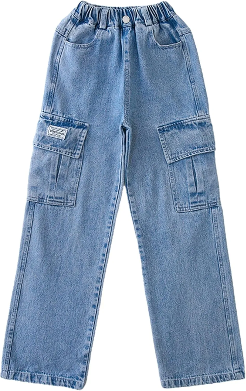 Happy Cherry Baggy Jeans for Girls Ripped Wide Leg Denim Cargo Pants Y2k Kids Cute Aesthetic Clothes Size 5-15 Years