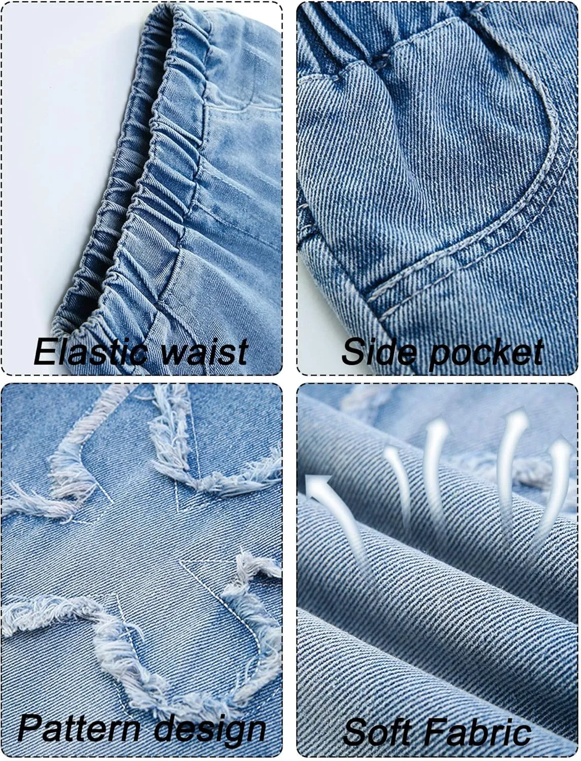 Happy Cherry Baggy Jeans for Girls Ripped Wide Leg Denim Cargo Pants Y2k Kids Cute Aesthetic Clothes Size 5-15 Years