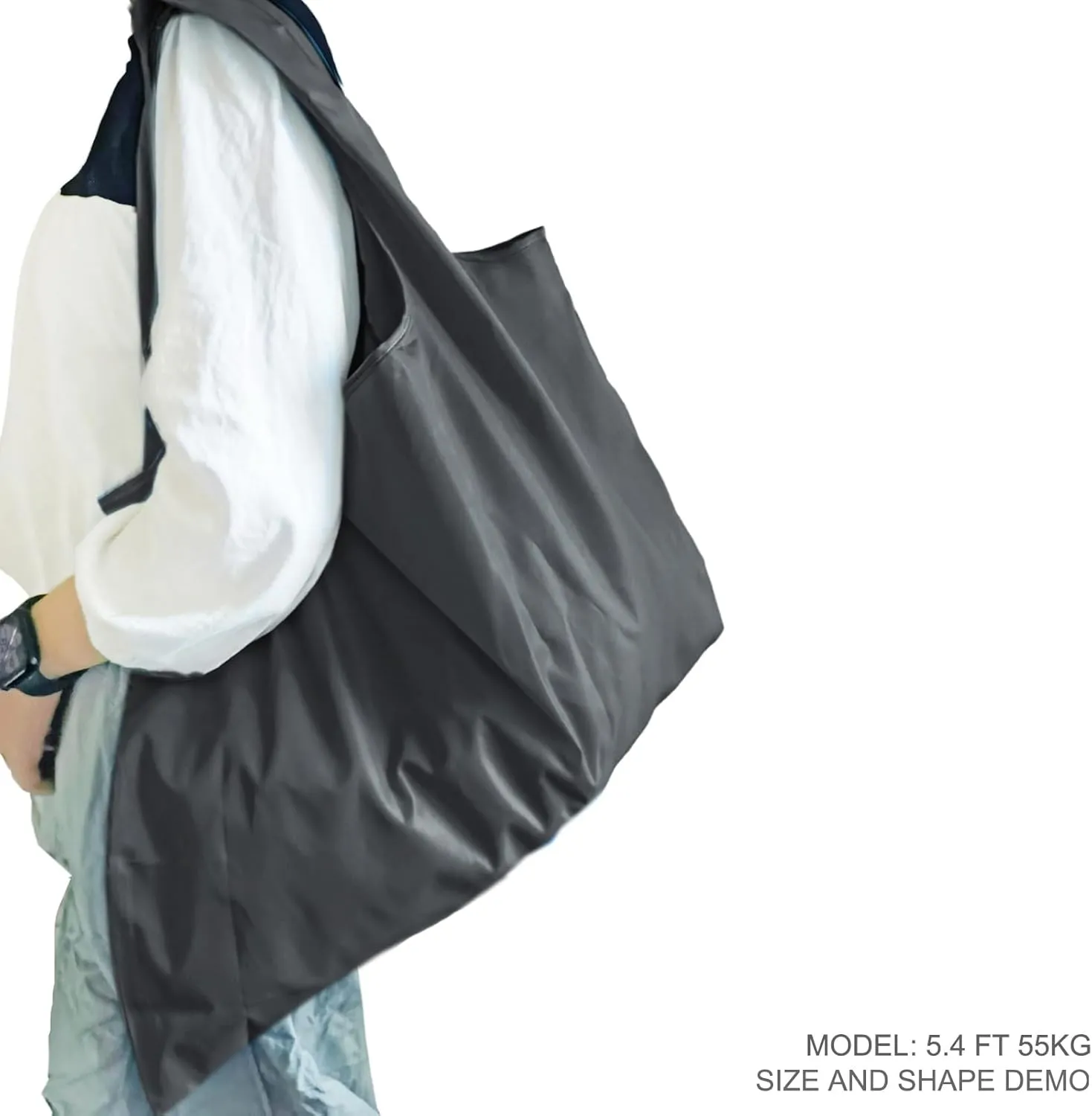 HAPPYHEDI Foldable Reusable Grocery Bags Washable Shopping Totes, Long Handles, Fold-Up Pouch, Heavy Duty Bulk