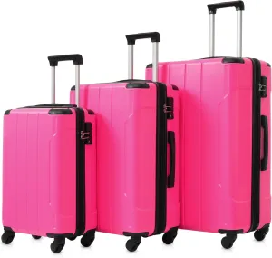 Hardshell Luggage Sets 3 Pcs Spinner Suitcase with TSA Lock Lightweight 20''24''28''