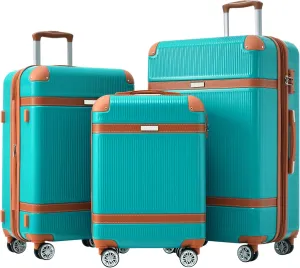 Hardshell Luggage Sets 3 Piece double spinner 8 wheels Suitcase with TSA Lock Lightweight 20''24''28''