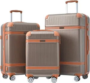 Hardshell Luggage Sets 3 Piece double spinner 8 wheels Suitcase with TSA Lock Lightweight 20''24''28''