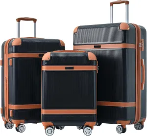 Hardshell Luggage Sets 3 Piece double spinner 8 wheels Suitcase with TSA Lock Lightweight 20''24''28''