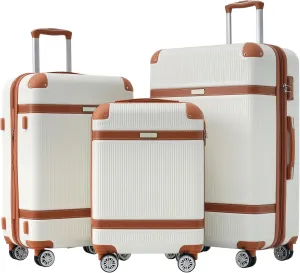 Hardshell Luggage Sets 3 Piece double spinner 8 wheels Suitcase with TSA Lock Lightweight 20''24''28''