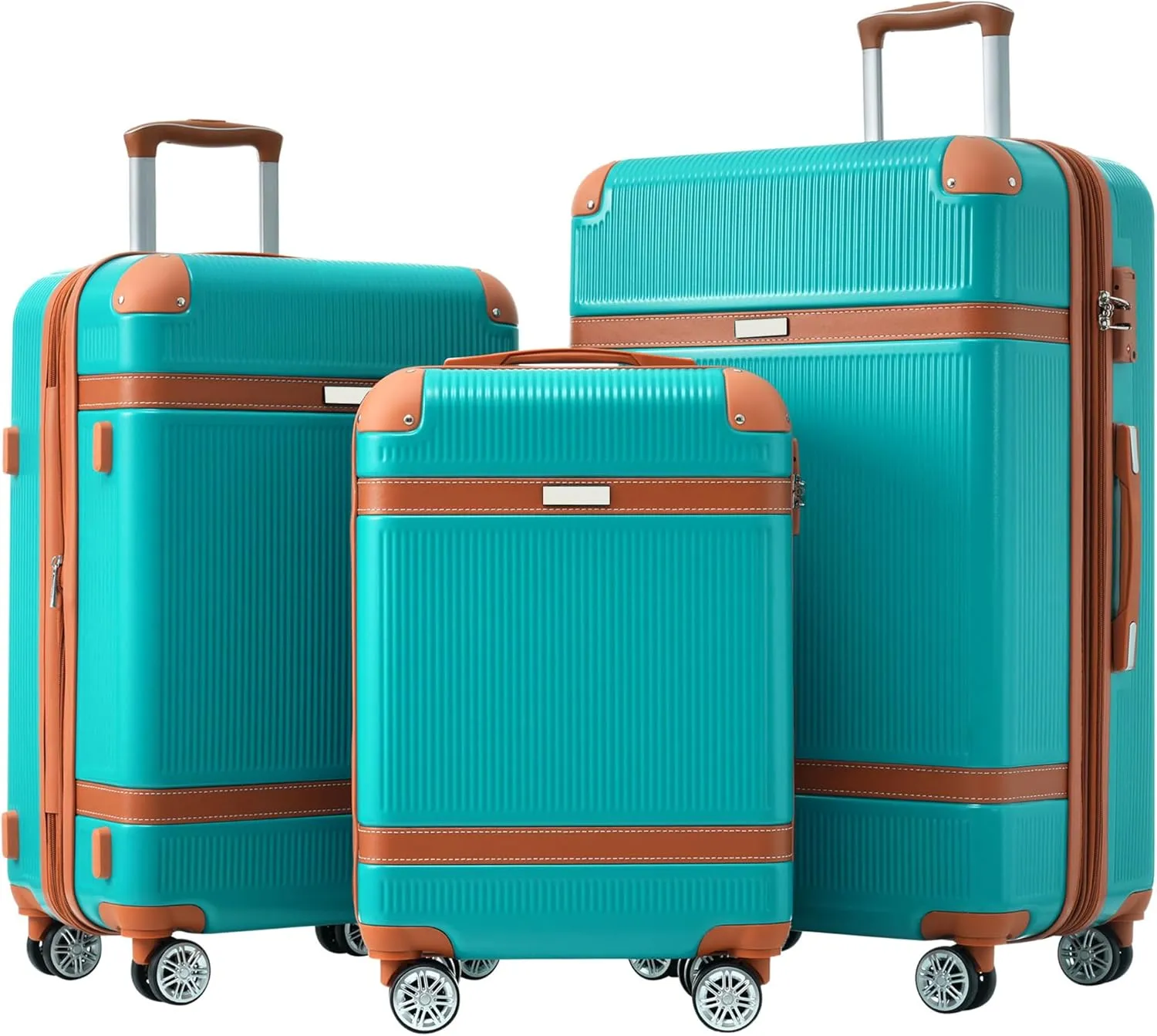 Hardshell Luggage Sets 3 Piece double spinner 8 wheels Suitcase with TSA Lock Lightweight 20''24''28''