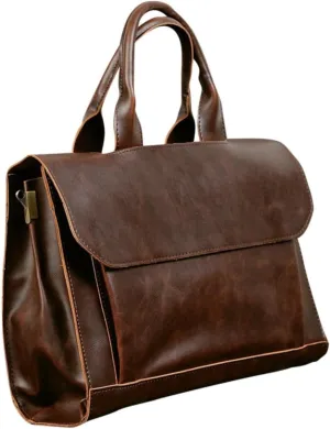 Homoyoyo Pu Leather Briefcase Case Business Shoulder Bag Laptop Bag Waterproof for Daily Use