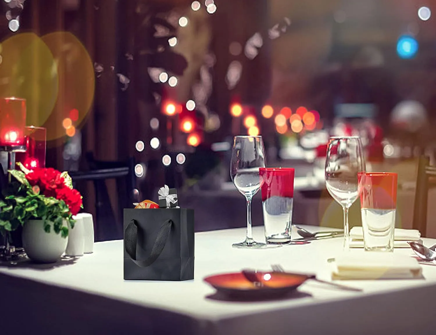 HUAPRINT Black Paper Bags - Extra Small Matte Black Gift Bags, 30 Pack (4x2.75x4.5 inch), Perfect for Parties, Weddings, or Business Merchandise