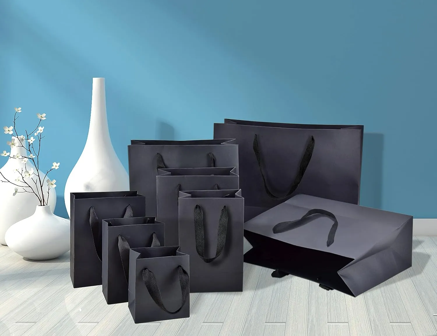 HUAPRINT Black Paper Bags - Extra Small Matte Black Gift Bags, 30 Pack (4x2.75x4.5 inch), Perfect for Parties, Weddings, or Business Merchandise