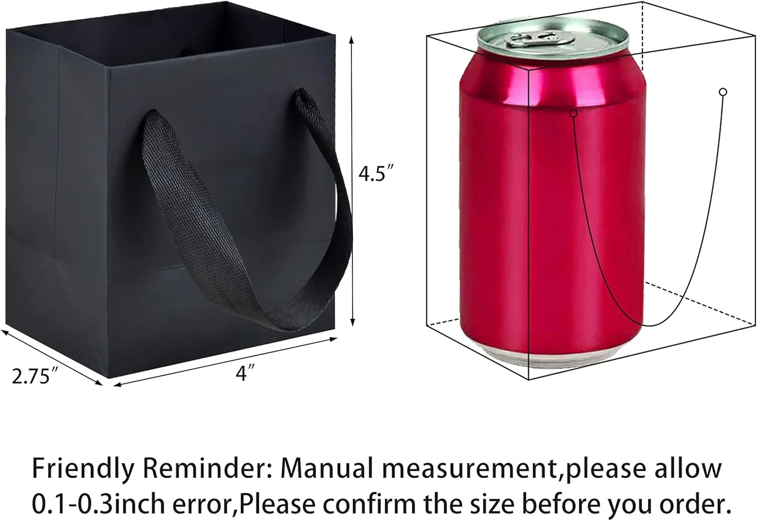 HUAPRINT Black Paper Bags - Extra Small Matte Black Gift Bags, 30 Pack (4x2.75x4.5 inch), Perfect for Parties, Weddings, or Business Merchandise