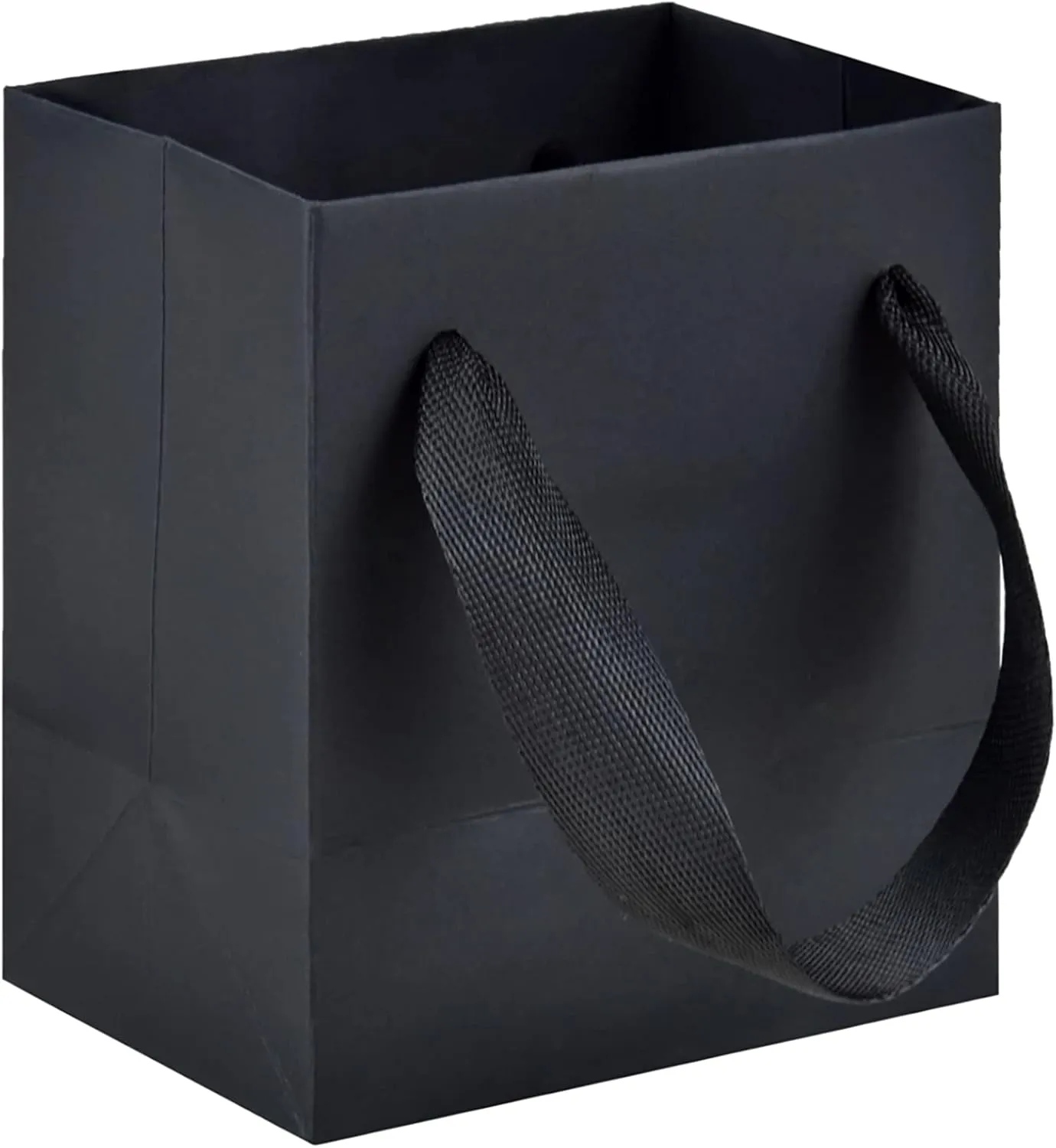 HUAPRINT Black Paper Bags - Extra Small Matte Black Gift Bags, 30 Pack (4x2.75x4.5 inch), Perfect for Parties, Weddings, or Business Merchandise