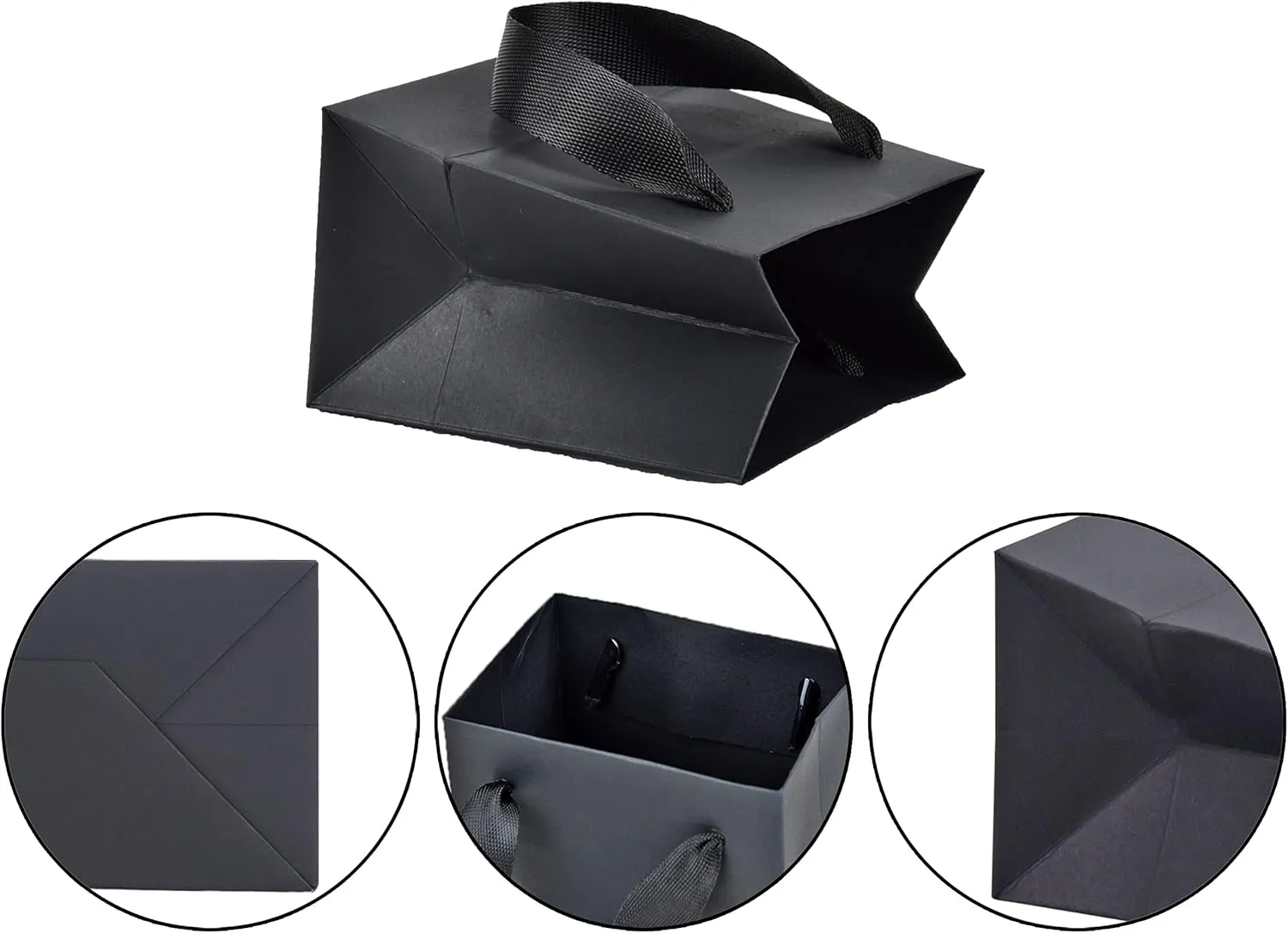 HUAPRINT Black Paper Bags - Extra Small Matte Black Gift Bags, 30 Pack (4x2.75x4.5 inch), Perfect for Parties, Weddings, or Business Merchandise