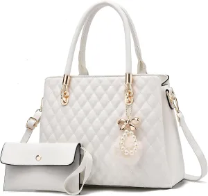 I IHAYNER Womens Leather Handbags Purses Top-handle Totes Satchel Shoulder Bag for Ladies with Pompon