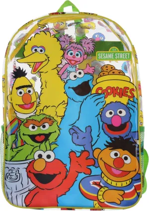 INTIMO Sesame Street Elmo Big Bird Cookie Monster Clear Travel Backpack For Daily Use