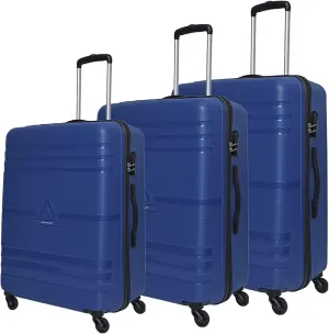 Jet Set of 3 Small, Medium & Large Polycarbonate Hard Sided 4 Wheeler Spinner | Trolley With 360 Rotation And Combination Lock (Blue), blue, Small, Medium, Large
