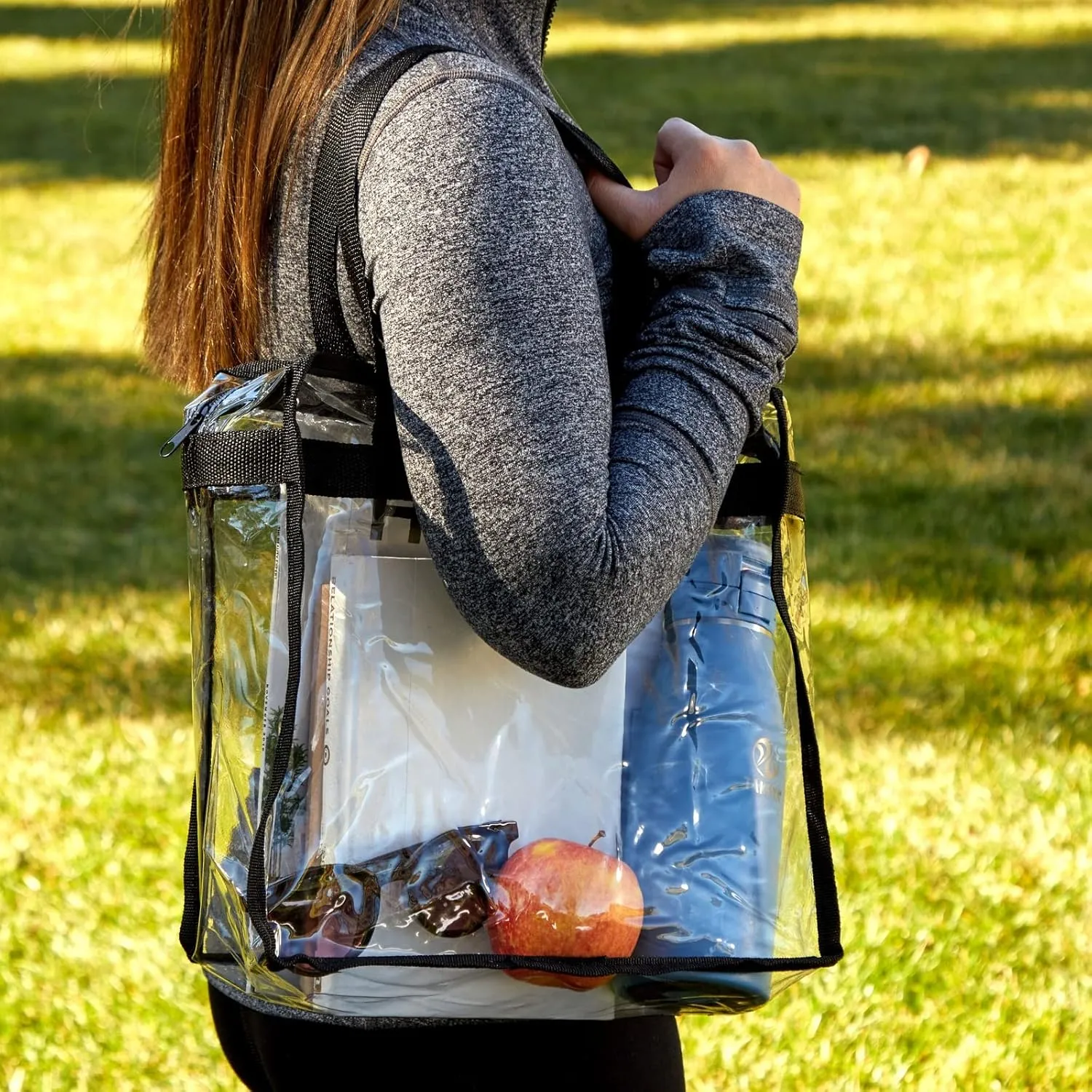 Juvale Clear Stadium Approved Bags - 12x6x12 Large Transparent Tote Bags with Zippers and Handles