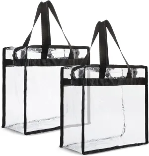 Juvale Clear Stadium Approved Bags - 12x6x12 Large Transparent Tote Bags with Zippers and Handles