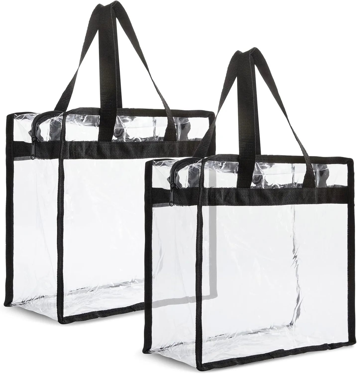 Juvale Clear Stadium Approved Bags - 12x6x12 Large Transparent Tote Bags with Zippers and Handles