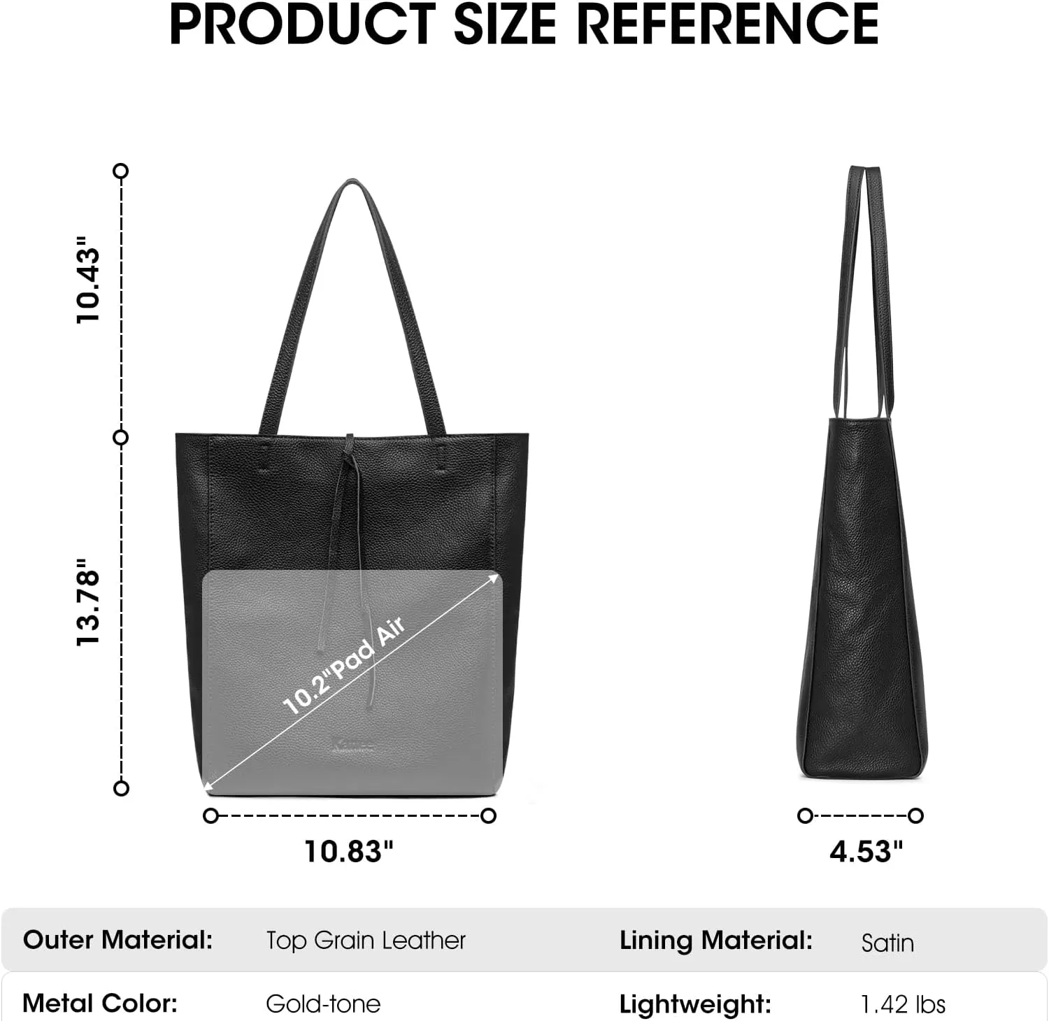 Kattee Genuine Leather Tote Bags for Women, Soft Shoulder Purses and Handbags, Casual Totes Work Travel