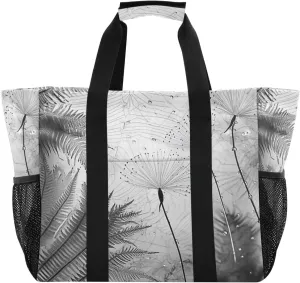 Kigai Dandelion Fern Reusable Grocery Bag with Handles Waterproof Foldable Extra Large Tote Shopping Bag Standing Organizer for Picnics, Beach, Pool, Laundry, Car, Camping