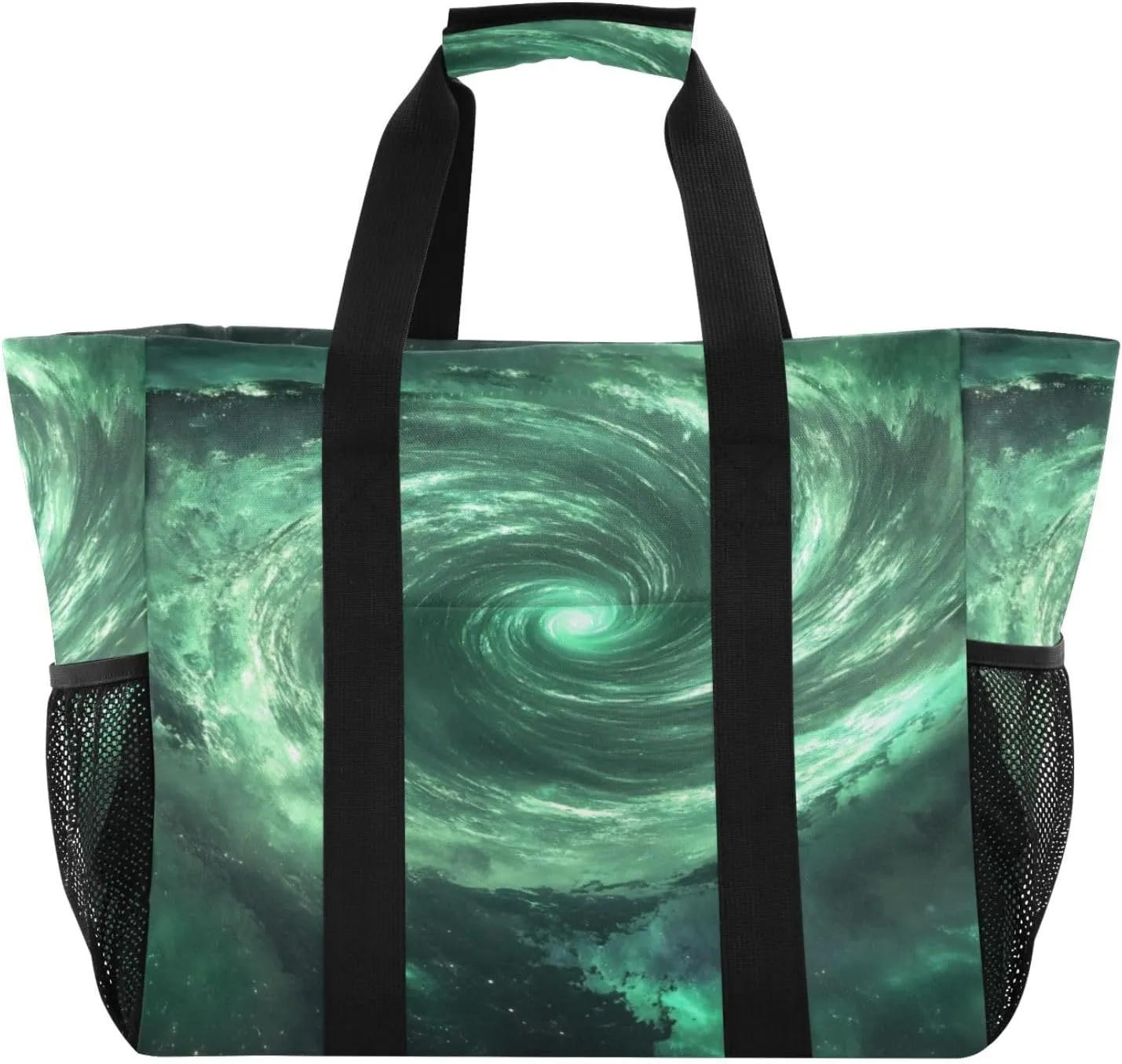 Kigai Eye Of A Storm Reusable Grocery Bag with Handles Waterproof Foldable Extra Large Tote Shopping Bag Standing Organizer for Picnics, Beach, Pool, Laundry, Car, Camping