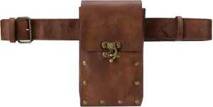 LAFANDE Vintage Fashion Waist Bag | Gothic Leather Man Hiking Wallet, Fanny Pack Belt Bag for Women Retro Travel Purse Pocket Motorcycle Bag Stud Rivet Buckle